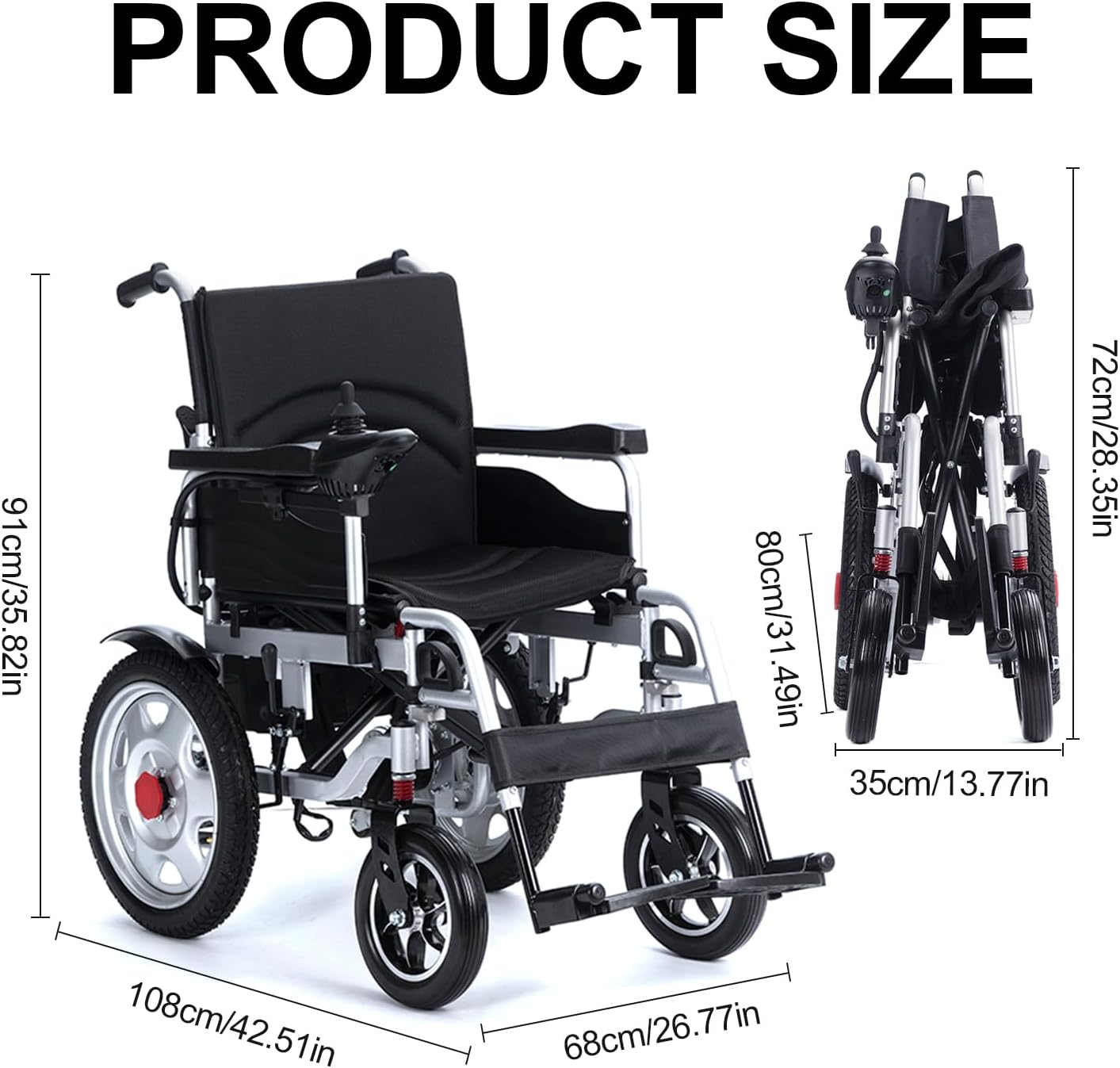 Electric Wheelchairs for Adults,Electric Wheelchair Lightweight Foldable,2x250W Motor Power Wheelchair,All Terrain Motorized Wheelchair for Seniors,12 Long Range Eletric Wheelchair-Airline Approved