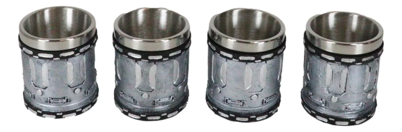 Western Novelty Revolver Pistol Gun Barrel Cylinder Shot Glass 2-Ounce Set of 4