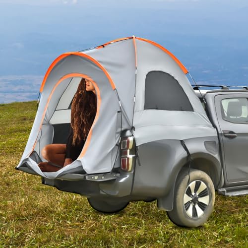 Pickup Truck Tent, Oxford Cloth Waterproof PU2000mm Truck Tent for Camping, Comfortable and Spacious 2-3 Person Camping Tent, Large and Compact Tent for Regular Bed Long Bed