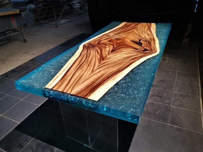 Natural Wood with Epoxy Dining Table Resin Coffee Table Living Room Table for 2, 4, 6, 8 Epoxy RIver Table Top Resin Table Home Decor Side/End Table Patio Table (18