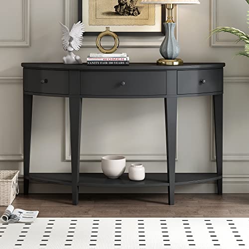 Half Moon Table,Entryway Table,Half Circle Table,Half Moon Entry Table Home Decor,Half Moon Console Tables for Entryway,Hallway Table,Hall Tables for Entryway Narrow with 3 Drawers and 1 Shelf