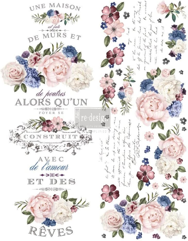 Lavender Bush Rub on Transfers for Furniture Vintage Rub on Transfers Stickers for Crafts Classic Spring Summer Flowers Decoration Transfers for Home Office Scrapbooking Envelope Wood DIY Craft