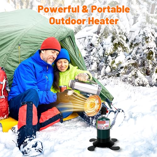 Portable Propane Heater for Camping Tent, Outdoor Small Space Patio Garage Heater, Self Ignition Radiant Cordless Heaters Foldable Gas Tank Holder for Hiking Ice Fishing Deer Blind Hunting