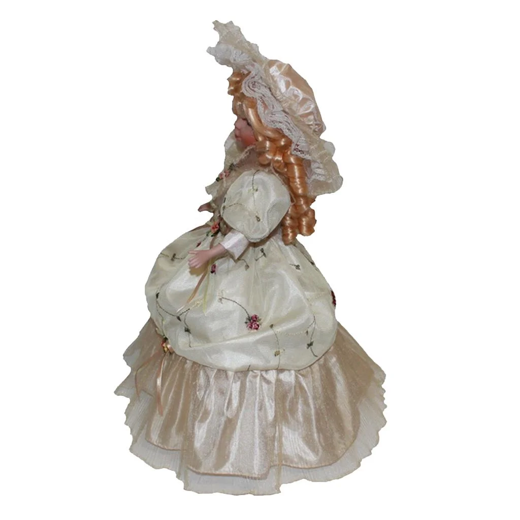 40cm / 15.7 inch Porcelain Doll with Curly Hair, Umbrella and Clothing Collectible Toy for Kids Girls Christmas Gift