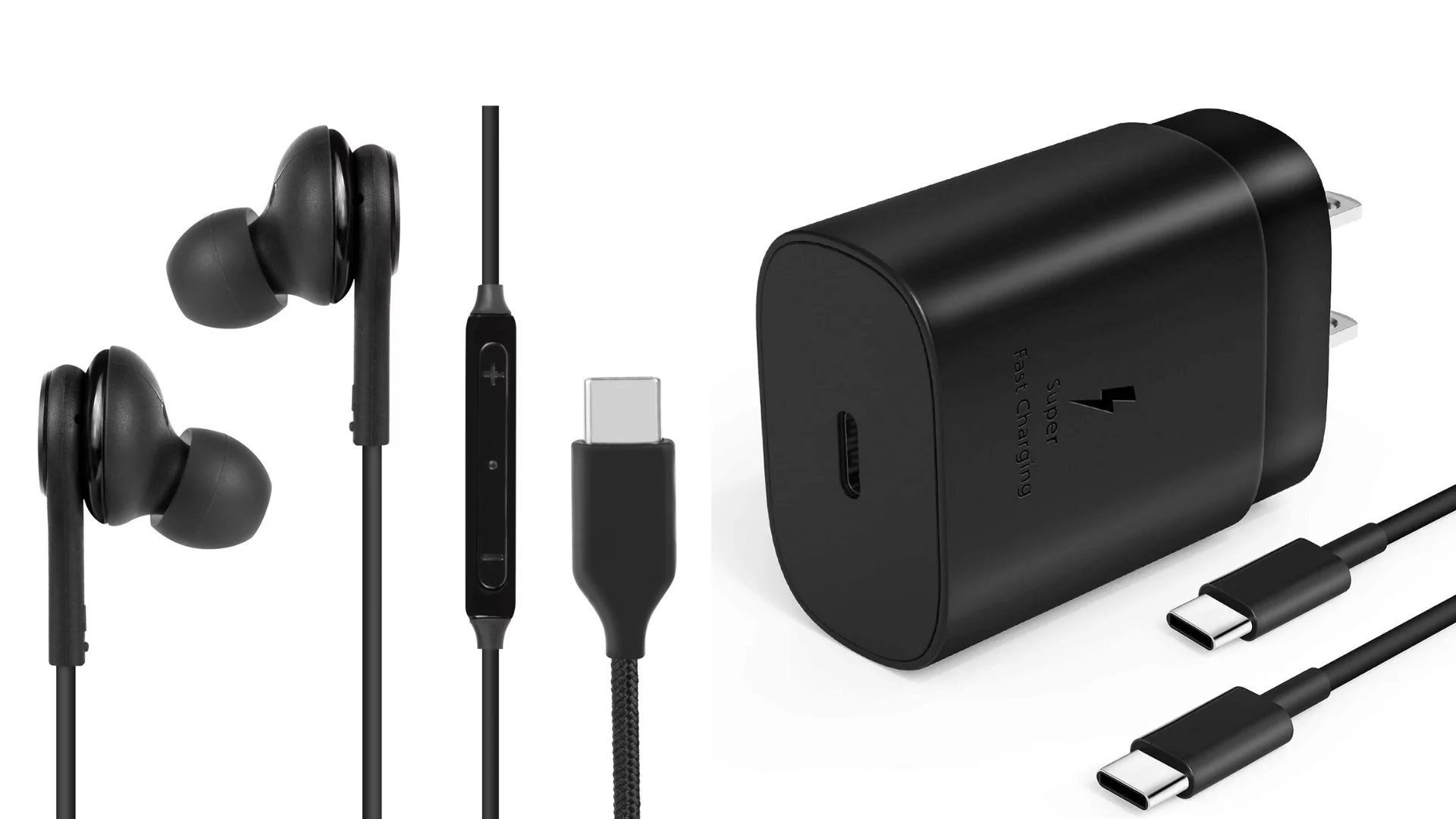 Fast Adaptive Wall Adapter 25W Type C UL Certified Charger for Samsung Galaxy S20 5G with 4FT (1.2M) UrbanX USB C PD Charging and Data Transfer Cable and USB Type C Headphones – 3 Items