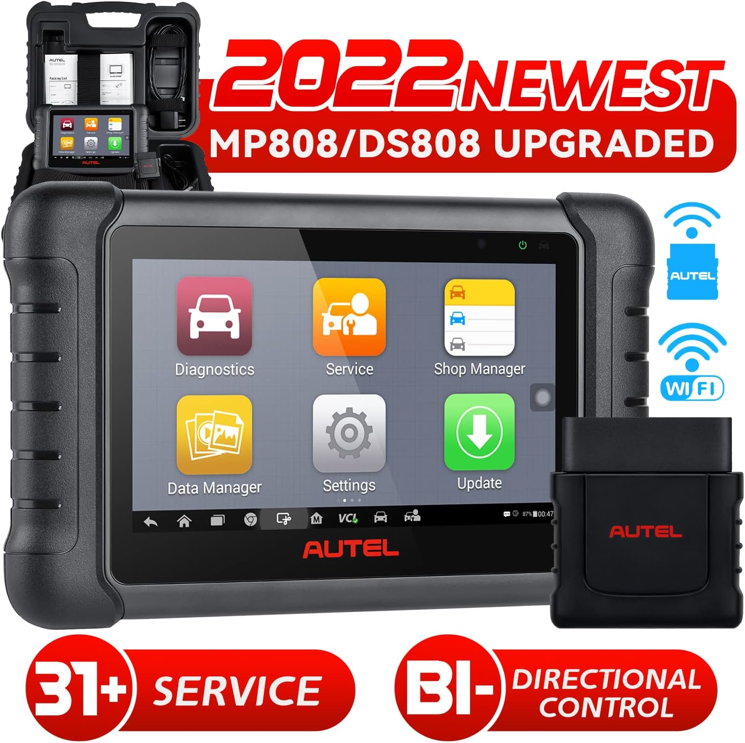 Autel MaxiCOM MK808TS Pro Scanner, [$128 Valued] 4PCS of 2in1 315/ 433Mhz Sensors, 2022 Updated from MK808TS MX808TS MK808BT MK808 Diagnostic Scan Tool, TPMS Program/ Retrofit/ Relearn, 28+ Services