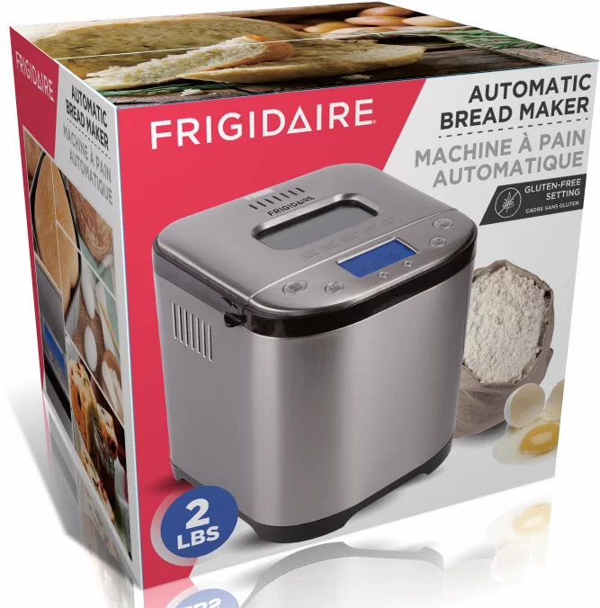 FRIGIDAIRE 15 PROGRAM STAINLESS STEEL BREAD MAKER, HEAVY DUTY, 2LB XL LOAF