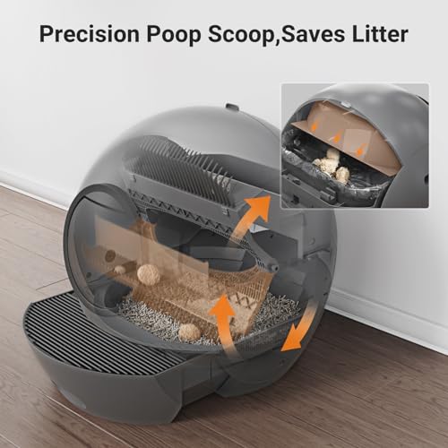 Self-Cleaning Litter Box, SMARTELF Automatic Cat Litter Box Extra Large Litter Box for Multiple Cats, Odor Removal Anti Pinch Kitty Litter Box