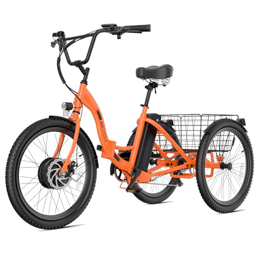 ANCHEER Electric Tricycle for Adults, 350W(Peak 550W) Etrike, 48V/499Wh Ebike, 24