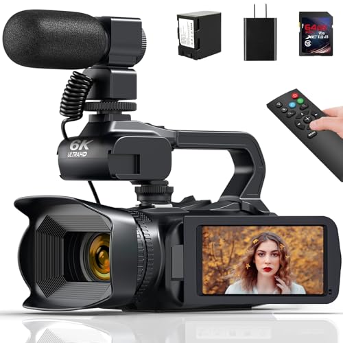 Camcorder Video Camera 6K 64MP IR Night Vision Vlogging Camera for YouTube 18X Digital Zoom 4.0
