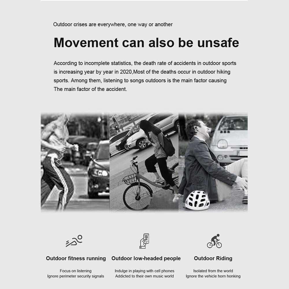 Bluetooth 5.0  Wireless Bone Conduction Headsets Open Ear Headphones MIC