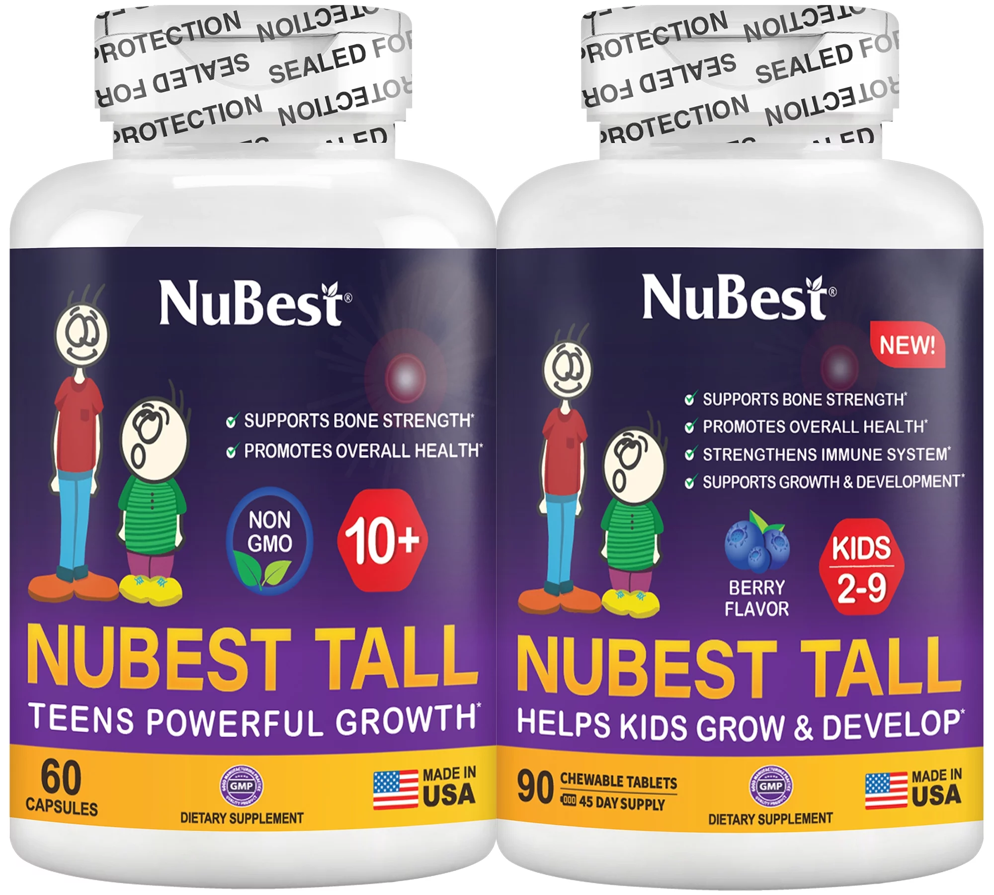 Bundle: NuBest Tall 10+ for Age 10+ and Teens & NuBest Tall Kidz 90 Chewable Tablets for Kidz Ages 2 to 9