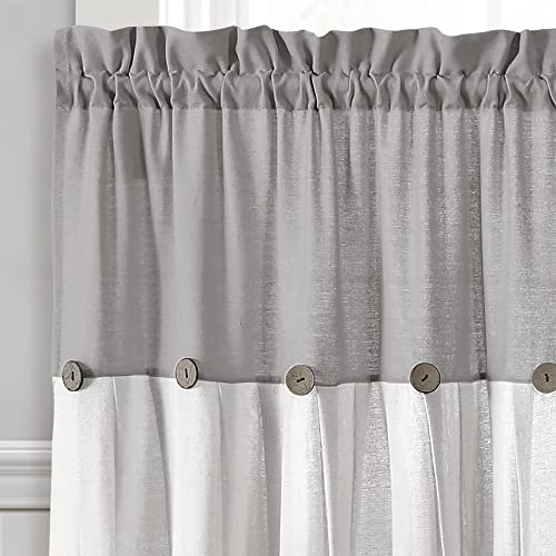 Lush Decor Button Farmhouse Kitchen Tier Curtain Set, Pair, 29