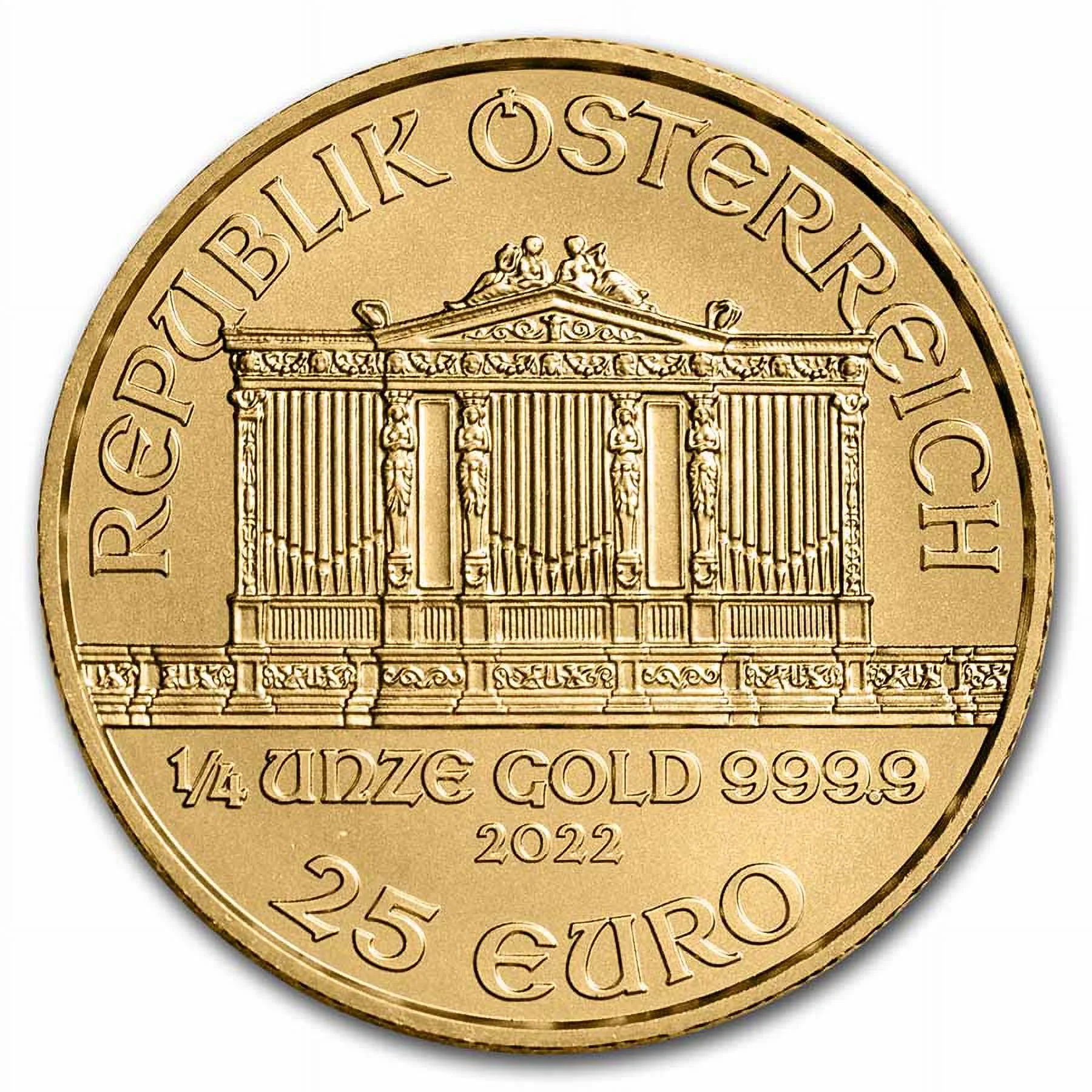 2022 Austria 1/4 oz Gold Philharmonic BU