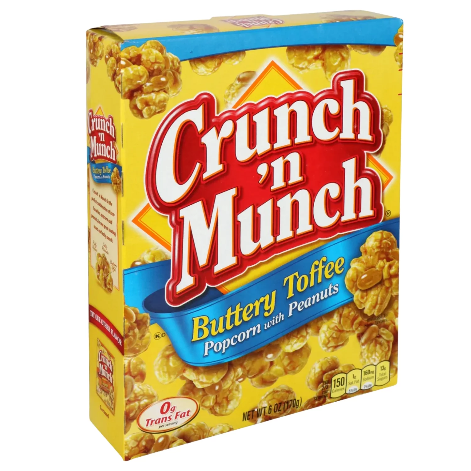 Crunch 'N Munch Buttery Toffee Popcorn with Peanuts, 6 oz Box Made with 100% Whole Grain Popcorn Coated with Buttery Toffee Sweet & Salty Snack Set of 12 & CUSTOM Storage Carrier