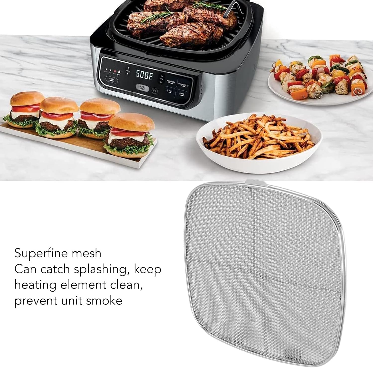 2 Pack Replacement Stainless Steel Splatter Shield for Ninja Foodi AG300,AG301C Air Fryer Replacement Part