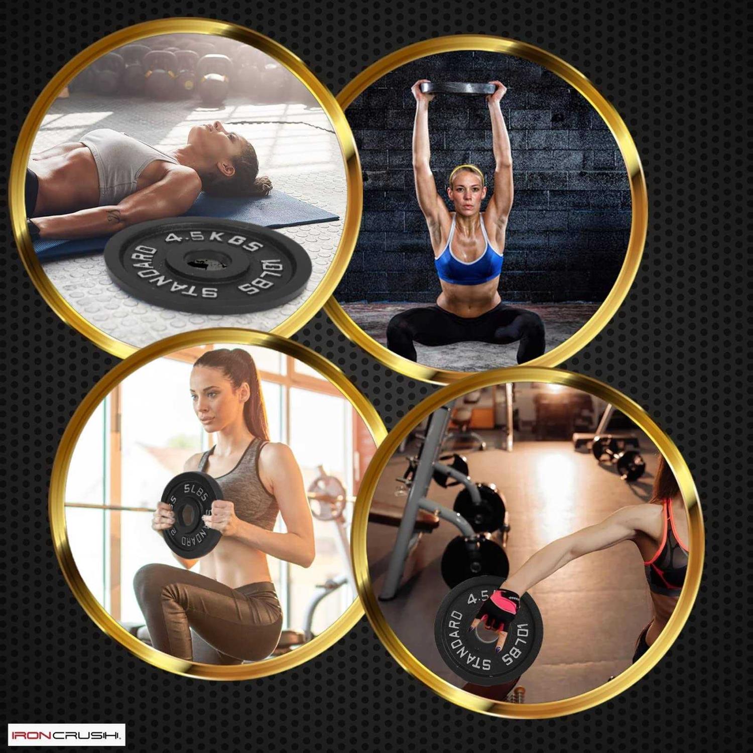 Iron Crush Cast Iron Olympic Weight Plates Free Weights With 2-inch Hole & Anti-Rust Hammertone Finish - Sports Supplies Online Store