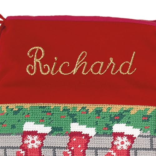 Lillian Vernon Santa Personalized Heirloom Christmas Needlepoint Stocking Stocking, 100% Wool, 9.5