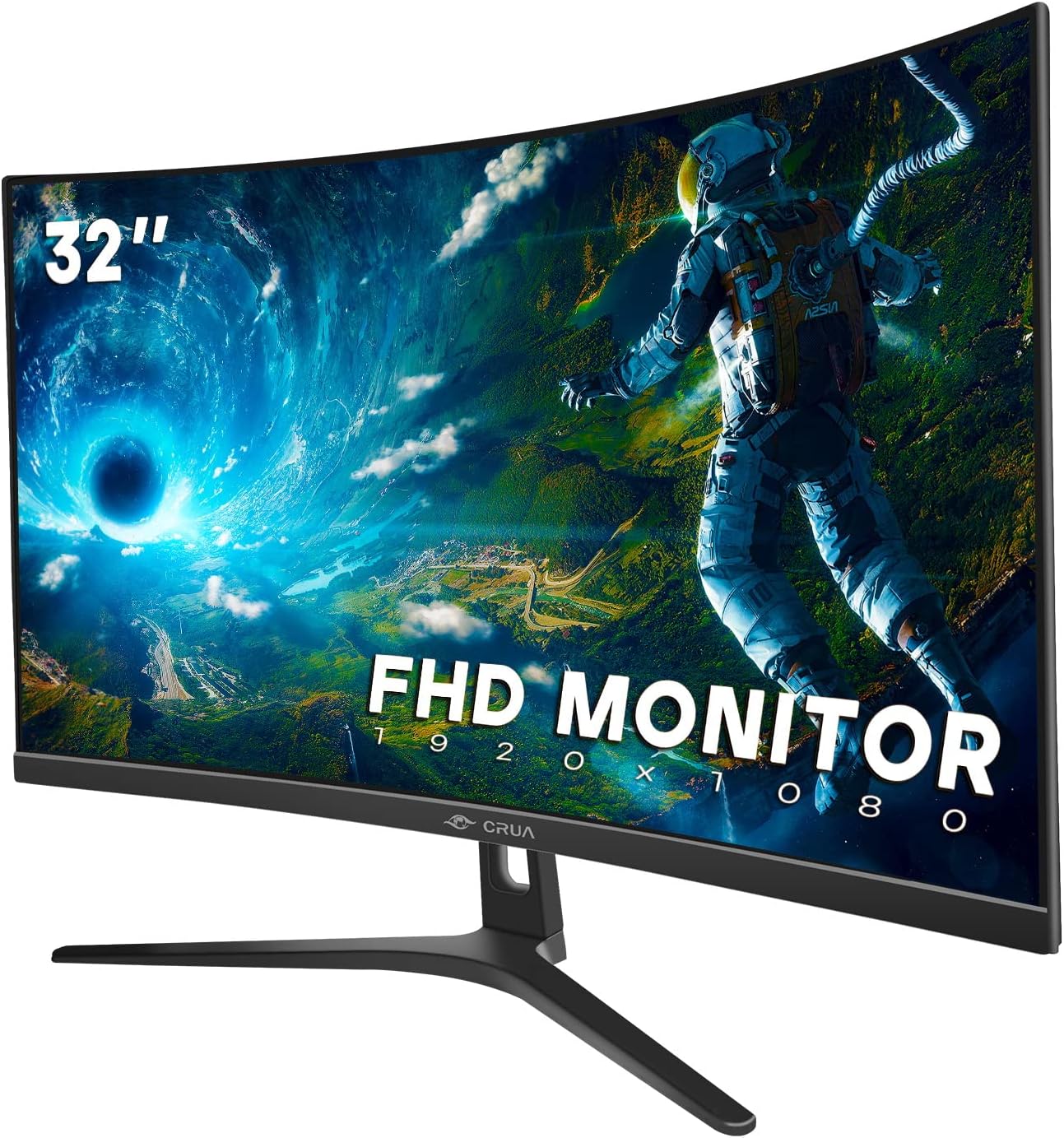 CRUA 32 inch 165Hz Ultrawide Monitor, Curved Gaming Monitor, PC Monitor FHD 1080P Monitor, 1800R Display, 1ms GTG, Freesync and Low Motion Blur, 90% SRGB Colors Gamut, DP,HDMI,DVI Port-Black(VESA)