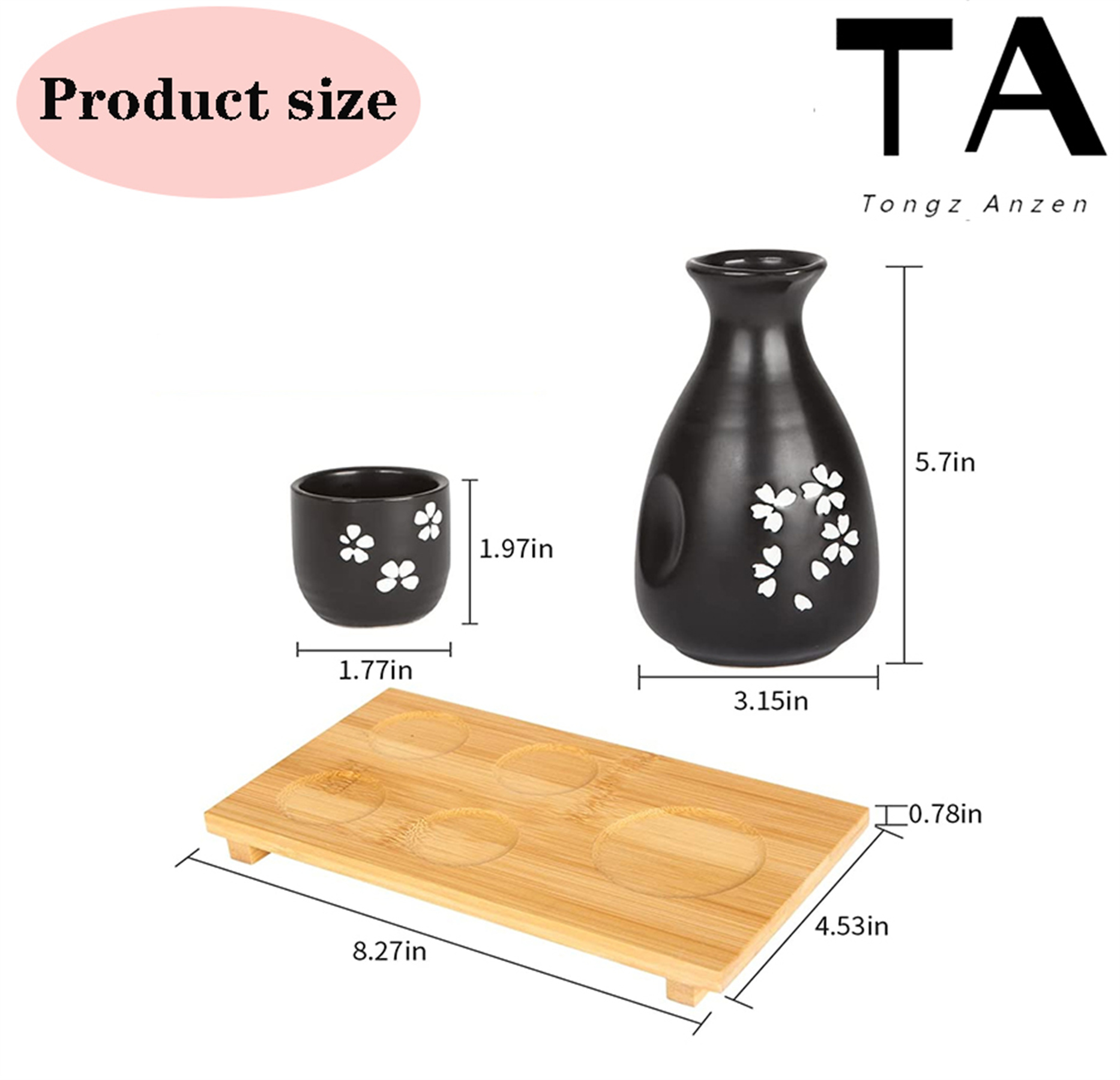 Durable Japanese Sake Ceramic 6pcs Set