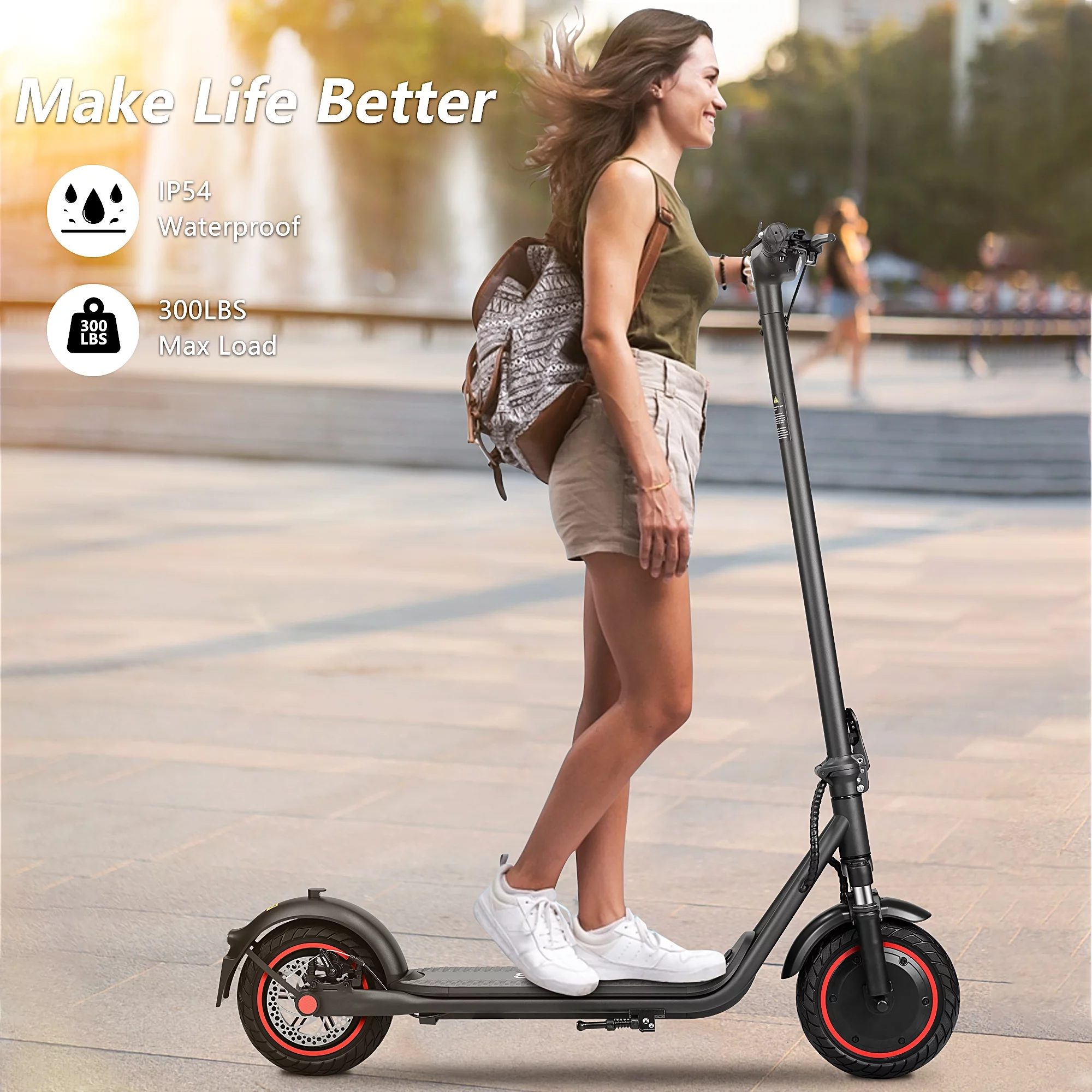 Adults Electric Scooter, 500W Motor up to 15 MPH,15 Miles Long-Range, 10