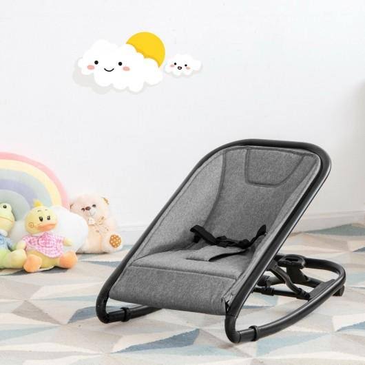 2-in-1 Adjustable Baby Bouncer and Rocker, Gray