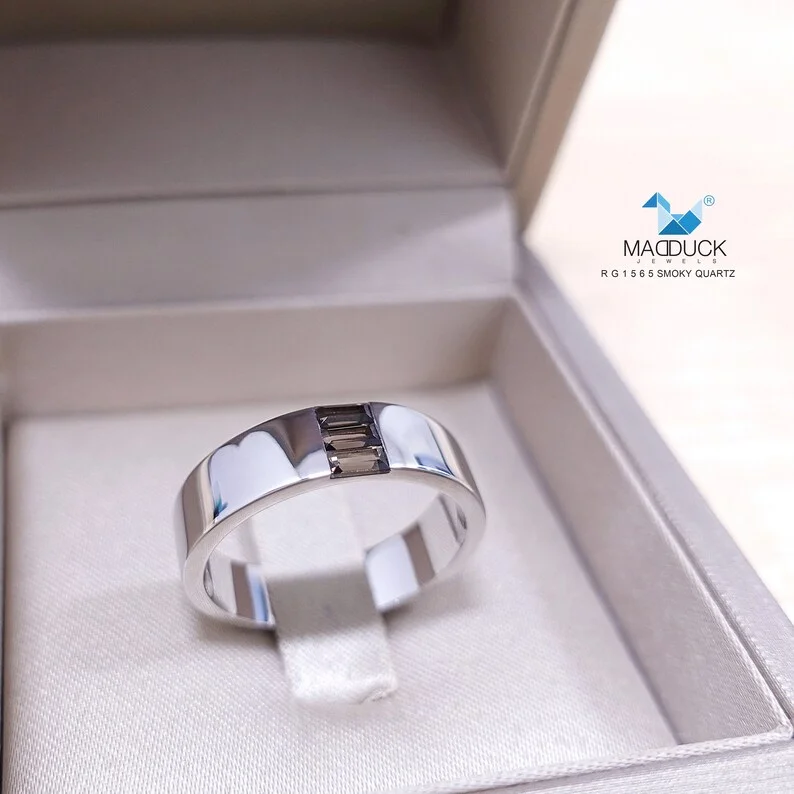 Smoky Quartz / Natural GemStones / Sterling Silver 925 Ring / Rhodium plated / Nickel-Free / MadDuckJewels RG1565sm / Thailand Jewelry