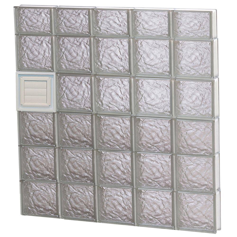 Clearly Secure 38.75 in. x 44.5 in. x 3.125 in. Frameless Ice Pattern Glass Block Window with Dryer Vent D4046IS