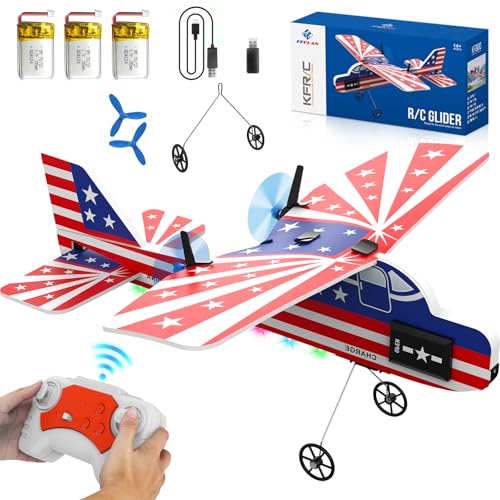 RC Plane,2.4GHZ Remote Control Airplane with Lights,2CH RTF RC Airplane Glider Toys with 3 Batteries for Adults Kids Beginners Boys Girls