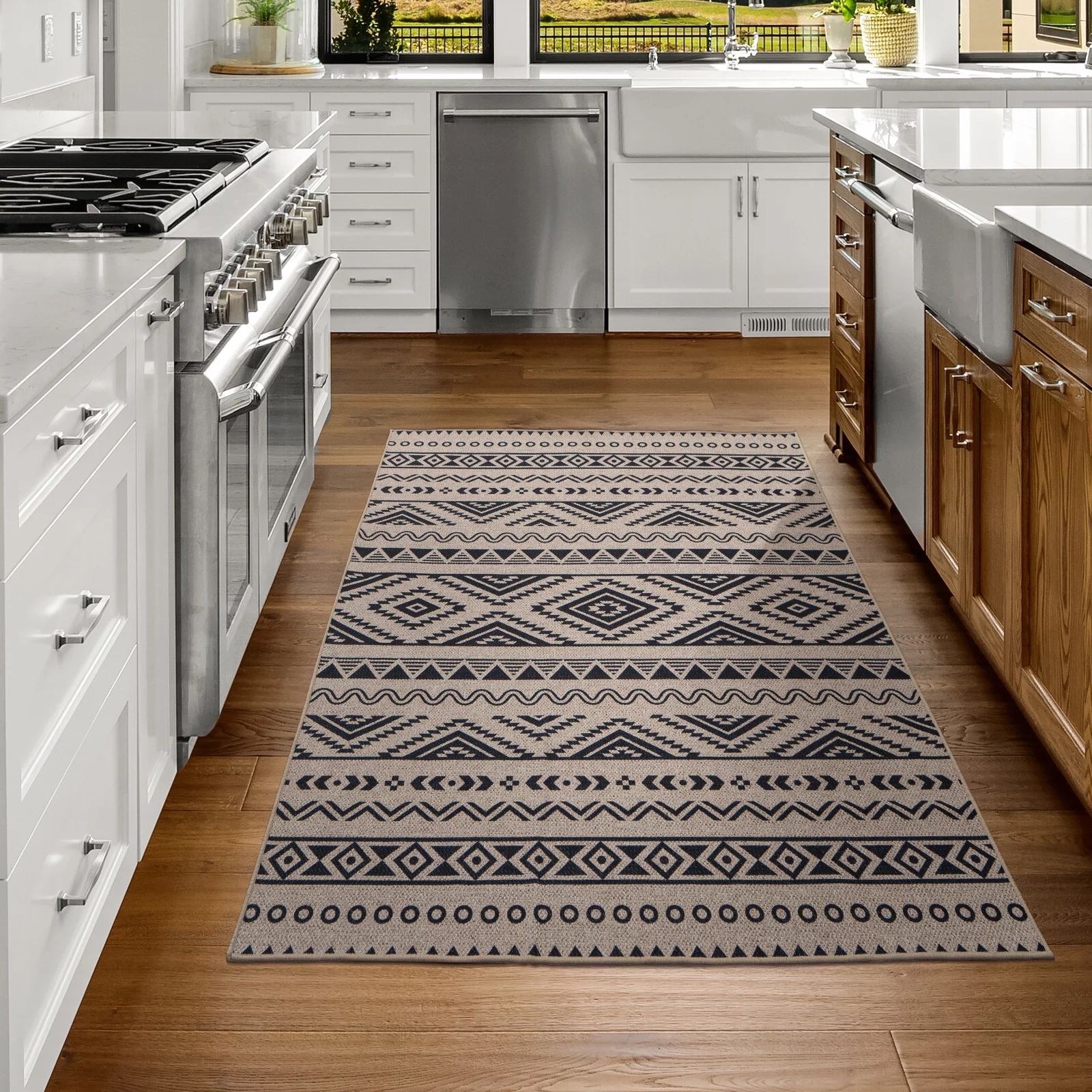 6x9 Washable Area Rugs for Bedroom Non-Slip Large Throw Rugs Soft Geometric Dinning Room Rug Tribal Distressed Carpet for Living Room Entryway Kitchen Office