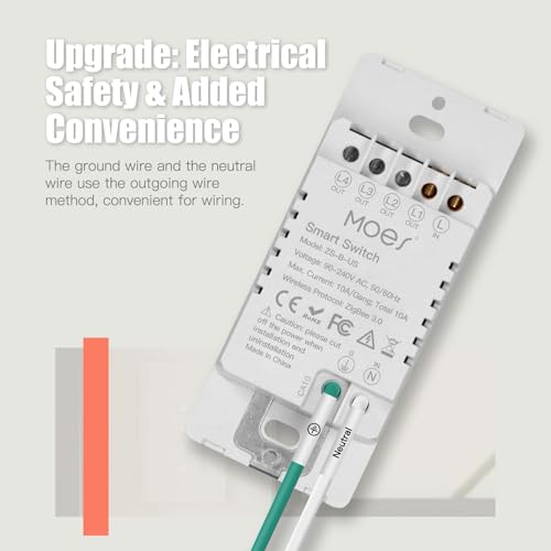 MOES Zigbee Smart Switches, No Neutral Wire, Require MOES Zigbee Hub Inteligente Single Pole Light Switch, Compatible with Alexa Google Assistant, Support Tuya Smart Life