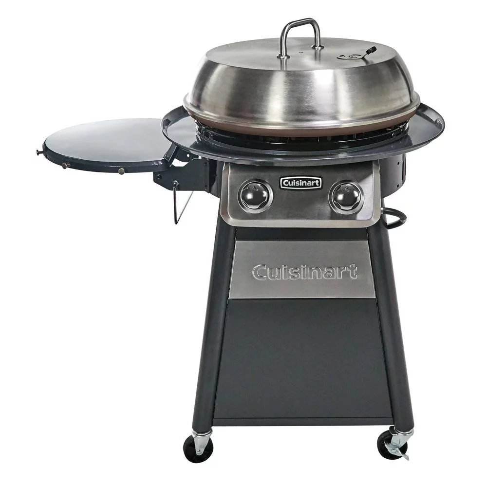 2-Burner Propane Gas 360-Degree Griddle Cooking Center in Gray with Stainless