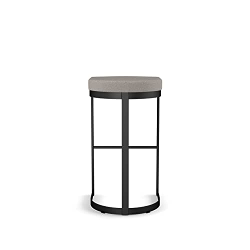 Amisco Lester 26 in. Counter Stool - Grey and Beige Polyurethane/Black Metal
