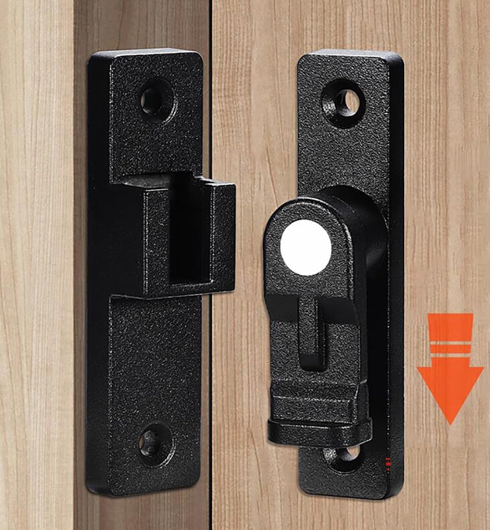 90 Degree Barn Door Lock Latch Sliding Lock Luminous Durable Zinc Alloy Home Security for Barn Bathroom Bedroom Garage Cabinet (Glow Black)