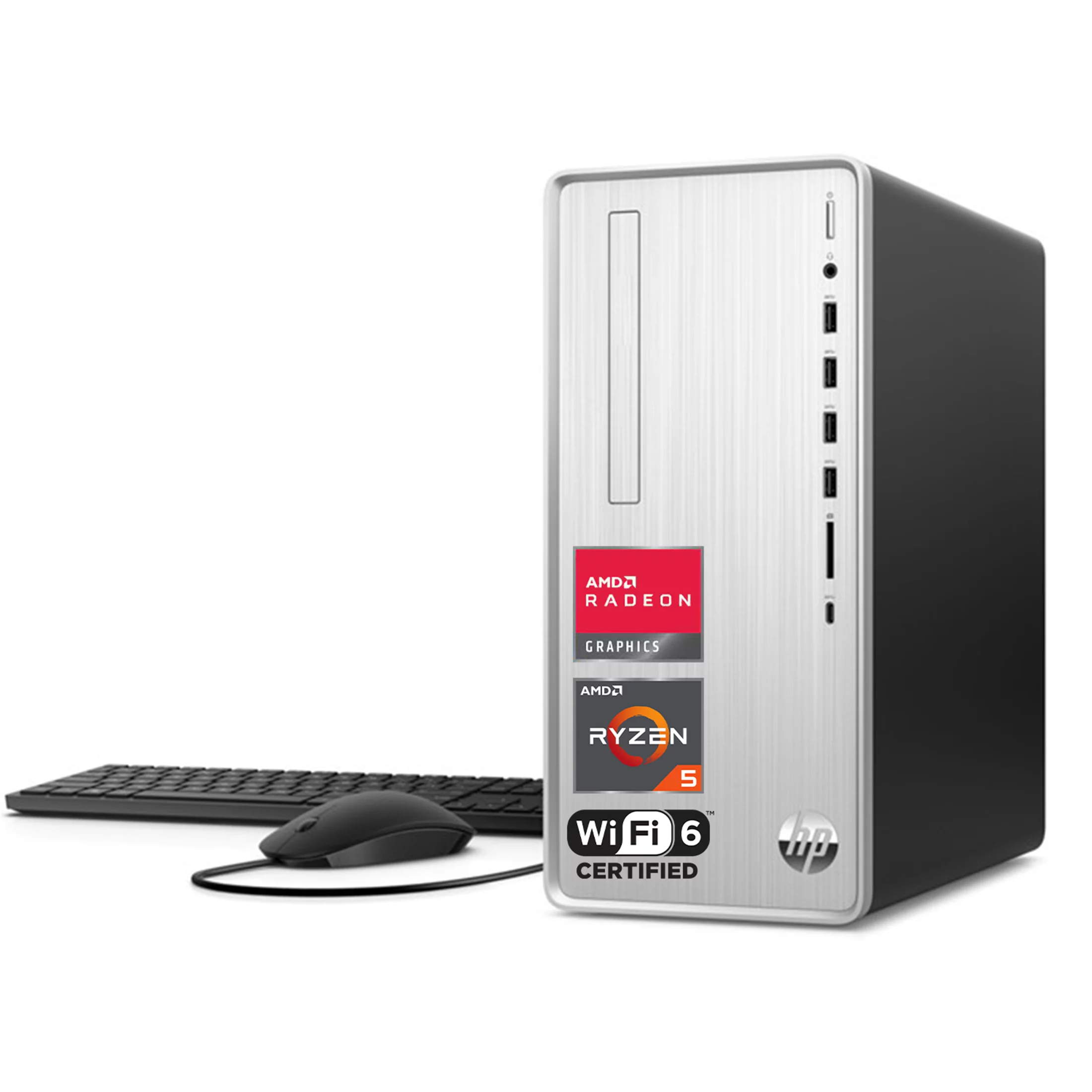 HP Pavilion Tower Desktop, AMD Ryzen 5 5600G, 64GB DDR4 RAM, 2TB PCIe SSD + 2TB HDD, SD Card Reader, VGA, HDMI, Wi-Fi 6, Wired KB & Mouse, Windows 11 Home