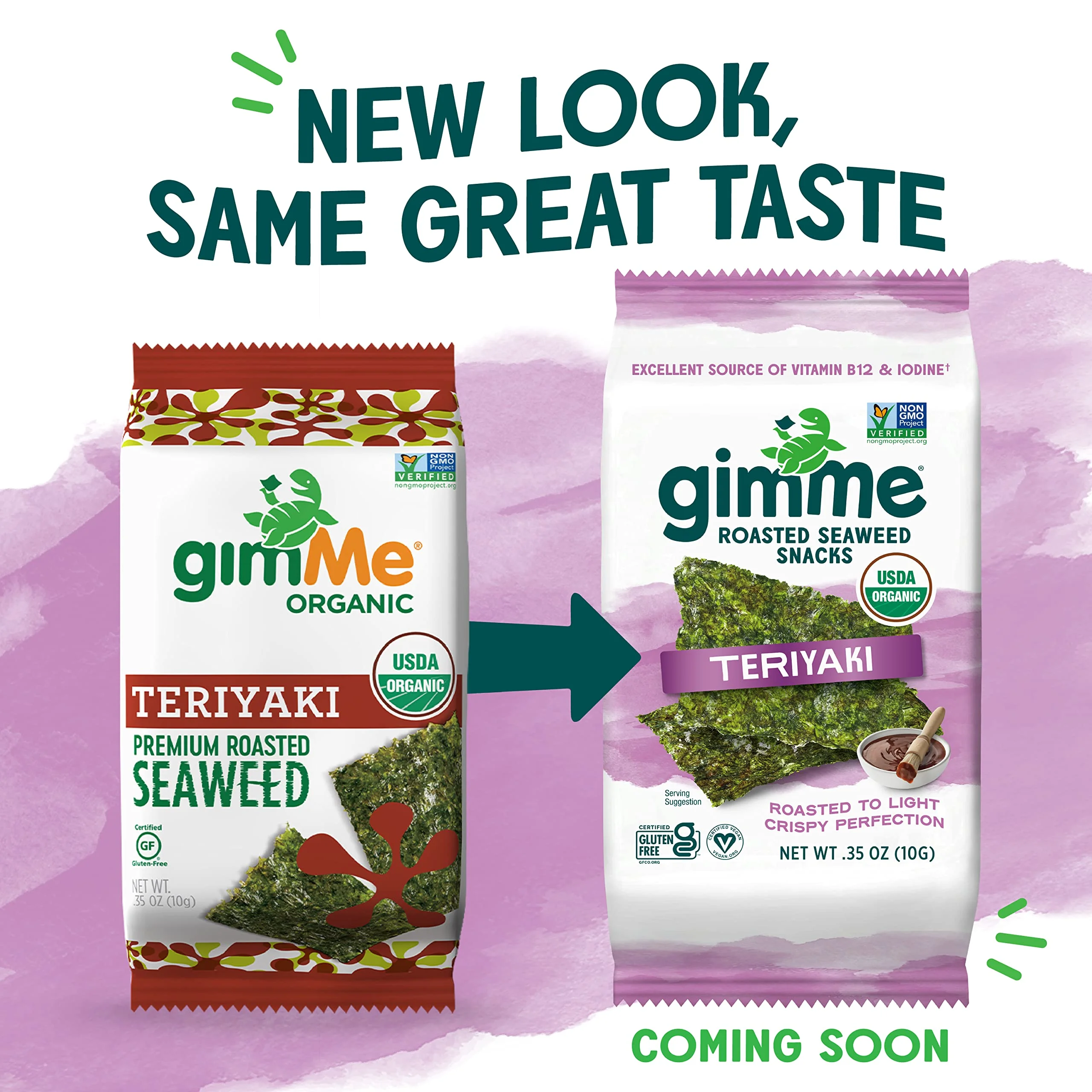 gimMe - Teriyaki - 12 Count Sharing Size - Organic Roasted Seaweed Sheets - Keto, Vegan, Gluten Free - Great Source of Iodine & Omega 3s - Healthy On-The-Go Snack for Kids & Adults