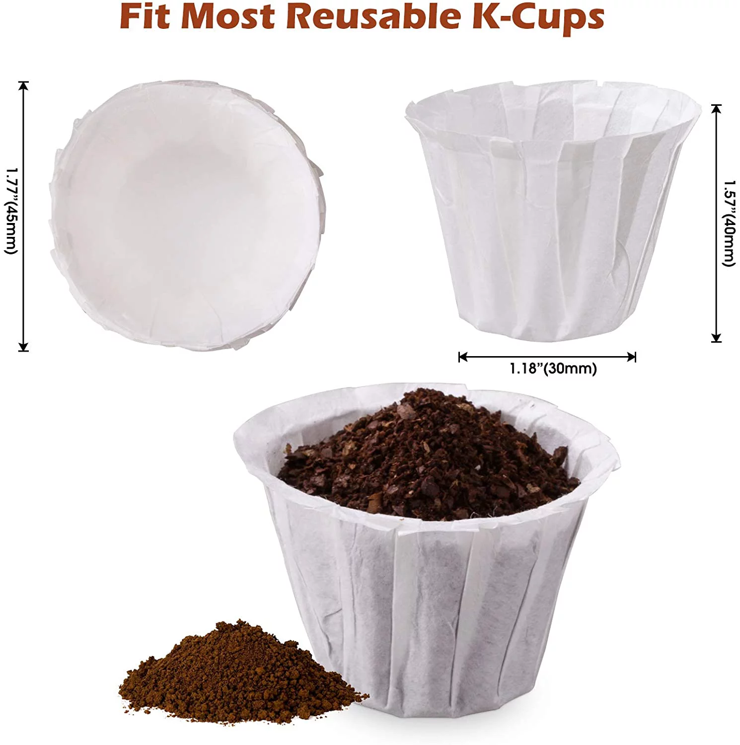 Disposable Paper Coffee K Cup Filters for Keurig Single Brewer Reusable Cups, K-cup Coffee Pods, Fits All Brands Reusable K Cups (500)