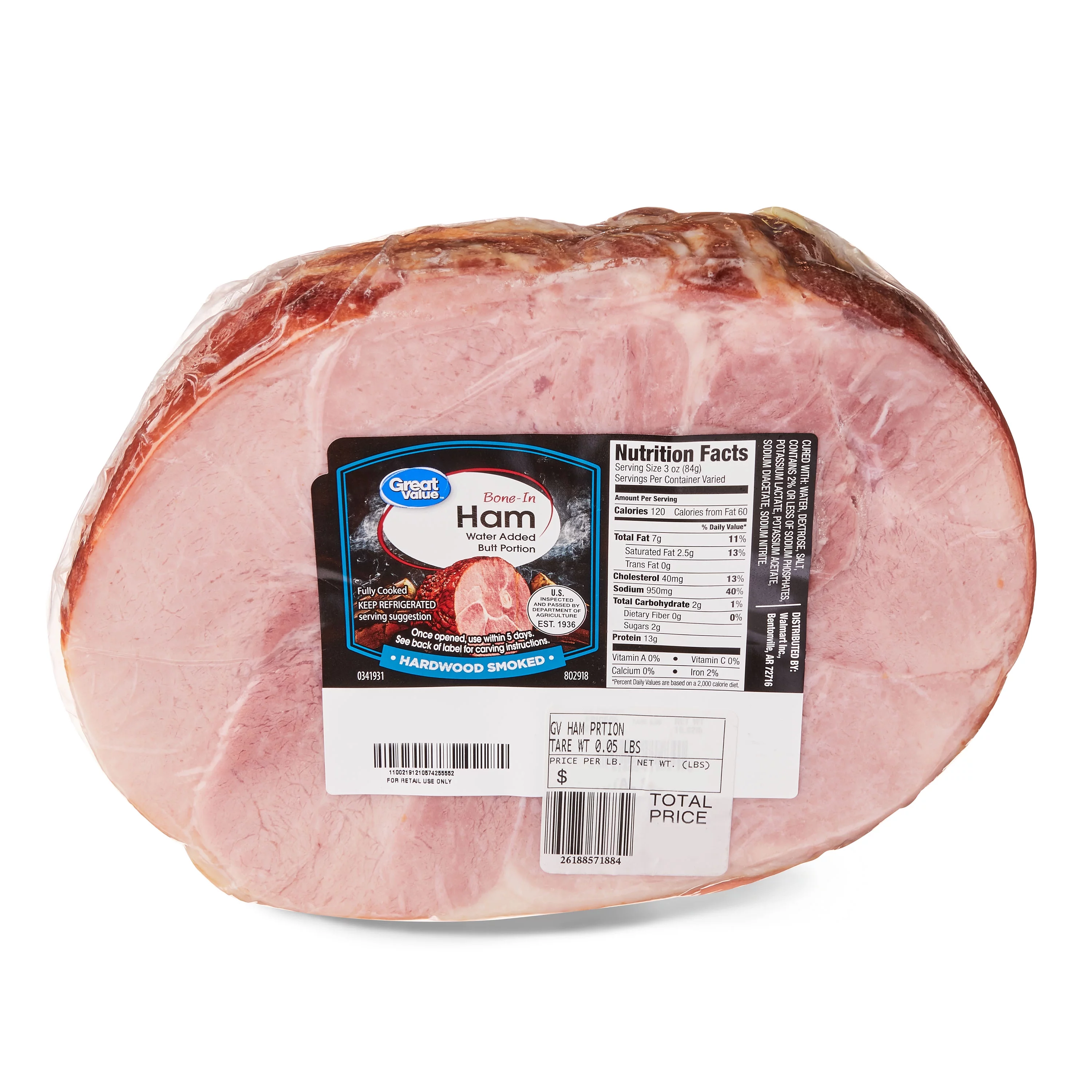 Great Value Portion Bone in Ham, 4.5 - 15.8 lb