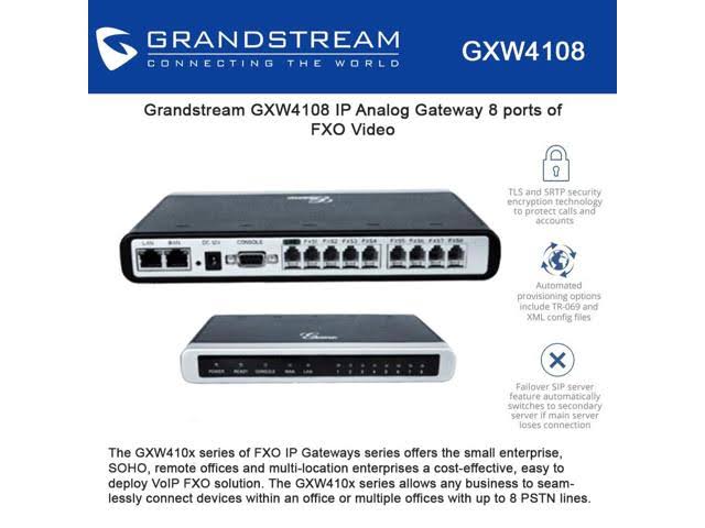 Grandstream GXW-4108 FXO Analog VPN Gateway - 8 ports GXW4108