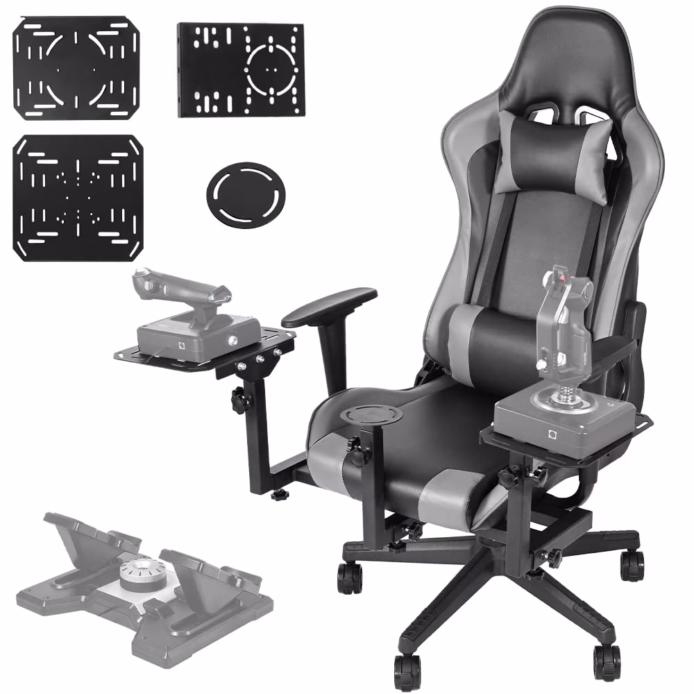 Supllueer Flight Sim Stand with Gaming Seat Fit Thrustmaster A10C Hotas Warthog Logitech X52