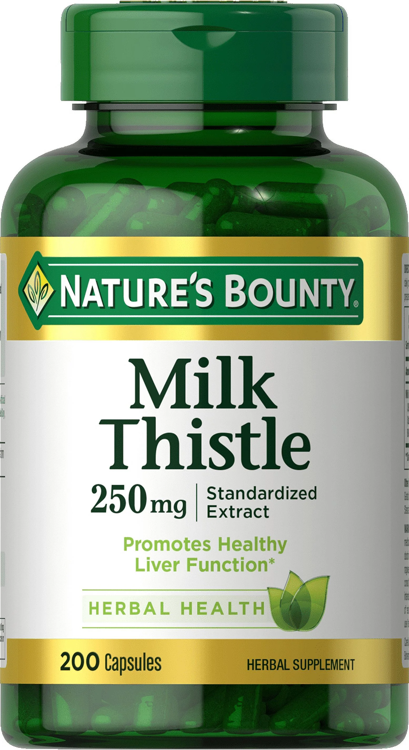 Nature's Bounty Milk Thistle 250 mg Capsules for Liver Health Support, 200 Ct