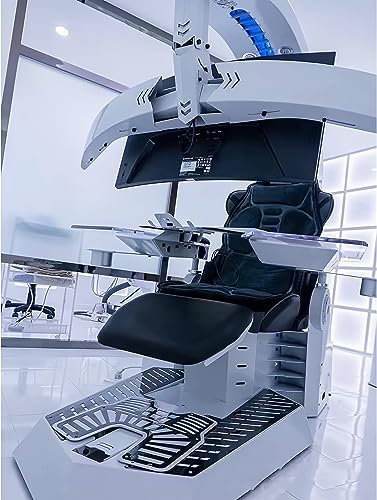 Zero -Gravity Encoding Cabin Office Chair, Video Game Chair, Computer Driving Chair Ergonomic Multiple display suspension electric adjustment Boss Chair (White)