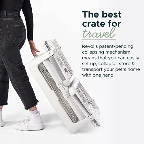 Diggs Revol Dog Crate (Collapsible Dog Crate, Portable Dog Crate, Travel Dog Crate, Dog Kennel) for Large Dogs and Puppies (Ash)