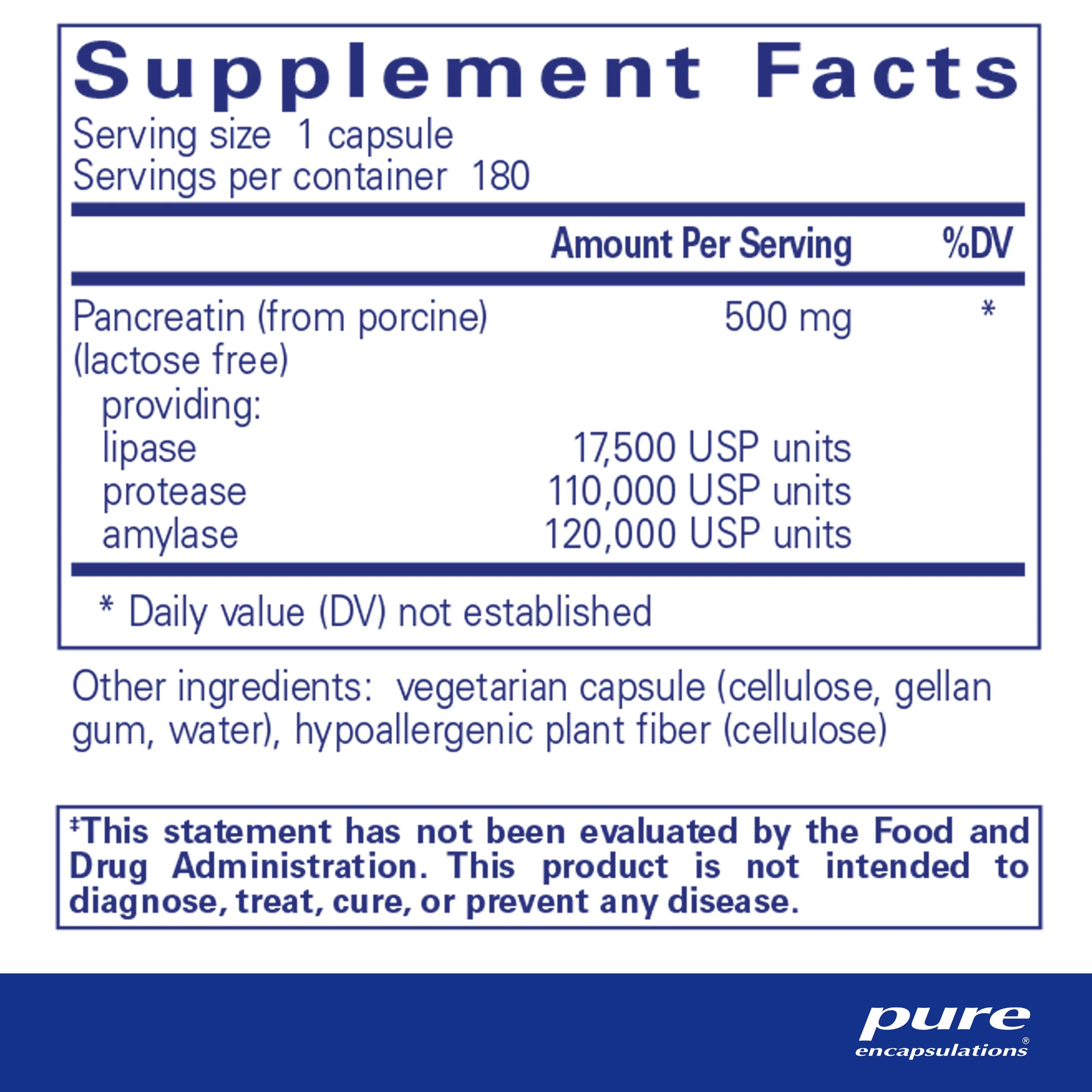 Pure Encapsulations Pancreatic Enzyme Formula | Supplement to Support the Optimal Digestion of Food and Absorption of Nutrients* | 180 Capsules