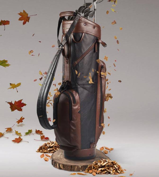 Sun Mountain Leather Cart Bag, Brown/Khaki