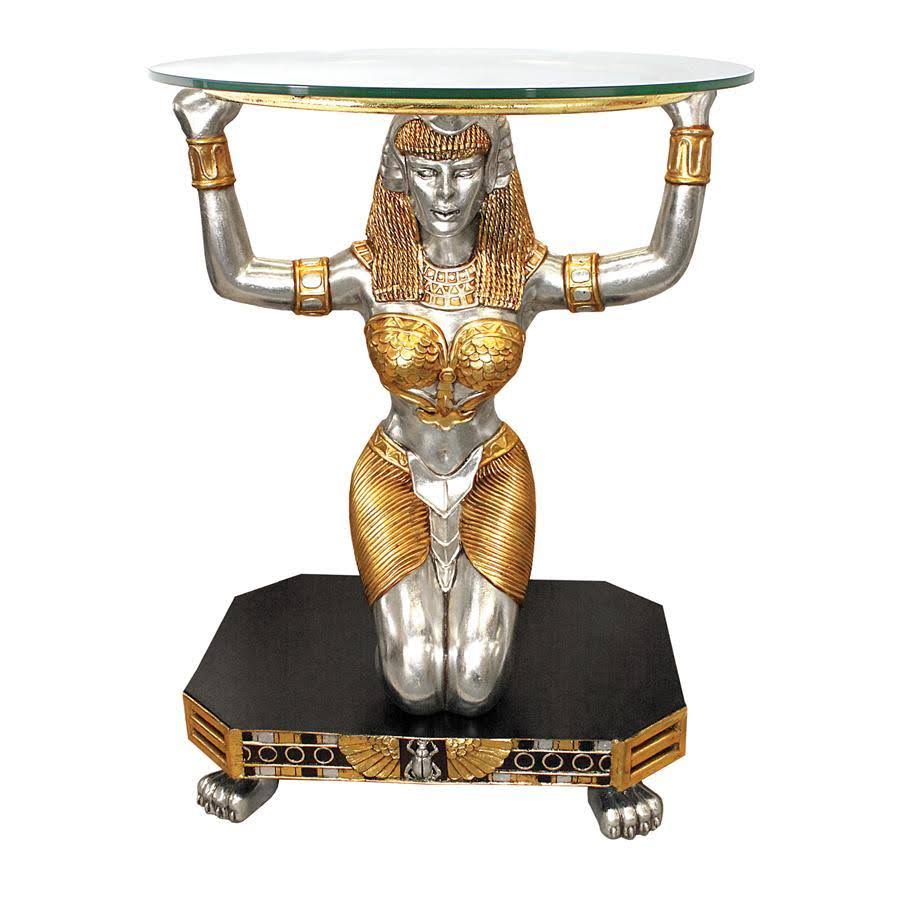 Design Toscano Egyptian Goddess Ma'at: Glass-Topped Console Table