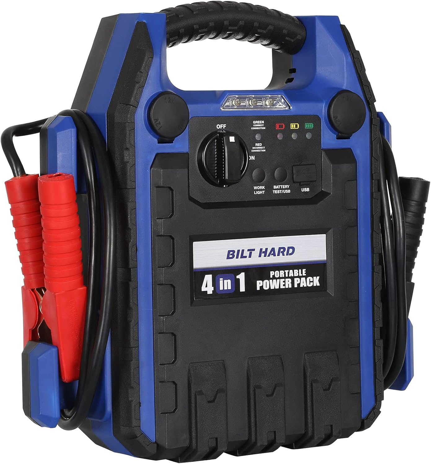 BILT HARD Portable Power Station Jump Starter, 900 Peak/400 Instant Amps, 150 PSI Air Compressor, USB Port, DC Outlet, Work Light Pack of 2