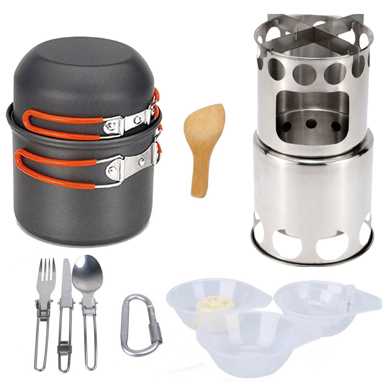 Apexeon Camping Cookware Mess Kit with Camping Stove - Easy-to-use Set for Outdoor Cooking