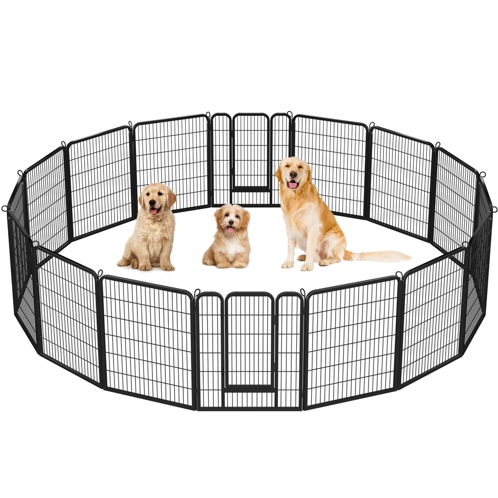 Yaheetech 16 Panels 40″ H Dog Playpen Outdoor Indoor, Black