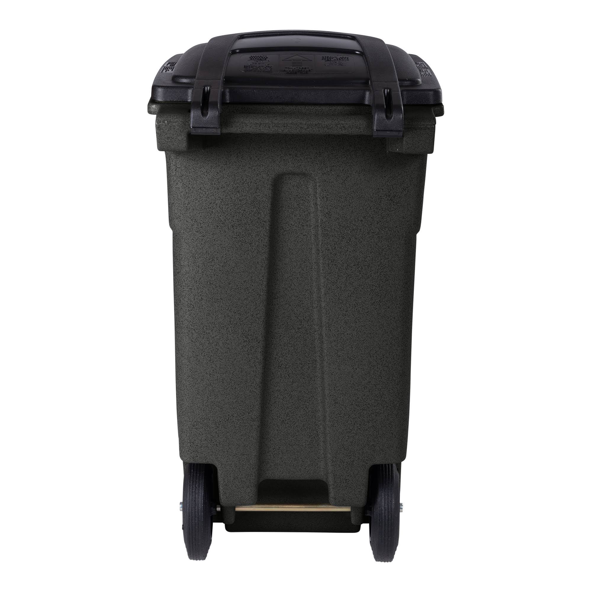 Toter 32 gal. Blackstone Trash Can with Quiet Wheels and Attached Lid